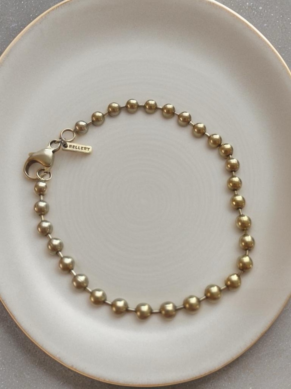 RELLERY 925 Sterling Gold plated Beaded Bracelet  6.5” ( no charm)